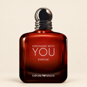 Giorgio Armani Stronger With You Parfum on warm ivory beige background