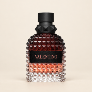 Valentino Born in Roma Uomo Coral Fantasy Eau de Parfum on warm ivory beige background