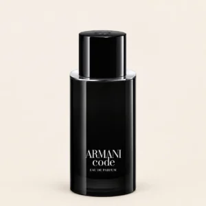 Giorgio Armani Code Eau de Parfum on ivory background