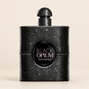 Yves Saint Laurent Black Opium Eau de Parfum Extreme on warm ivory beige background