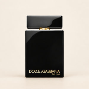 Dolce & Gabbana The One Intense Eau de Parfum on warm ivory beige background