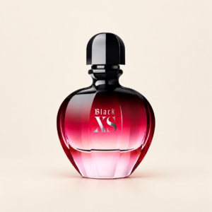 Rabanne Black XS for Her Eau de Parfum on warm ivory beige background