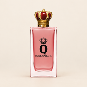 Dolce & Gabbana Q Eau de Parfum Intense on warm ivory beige background